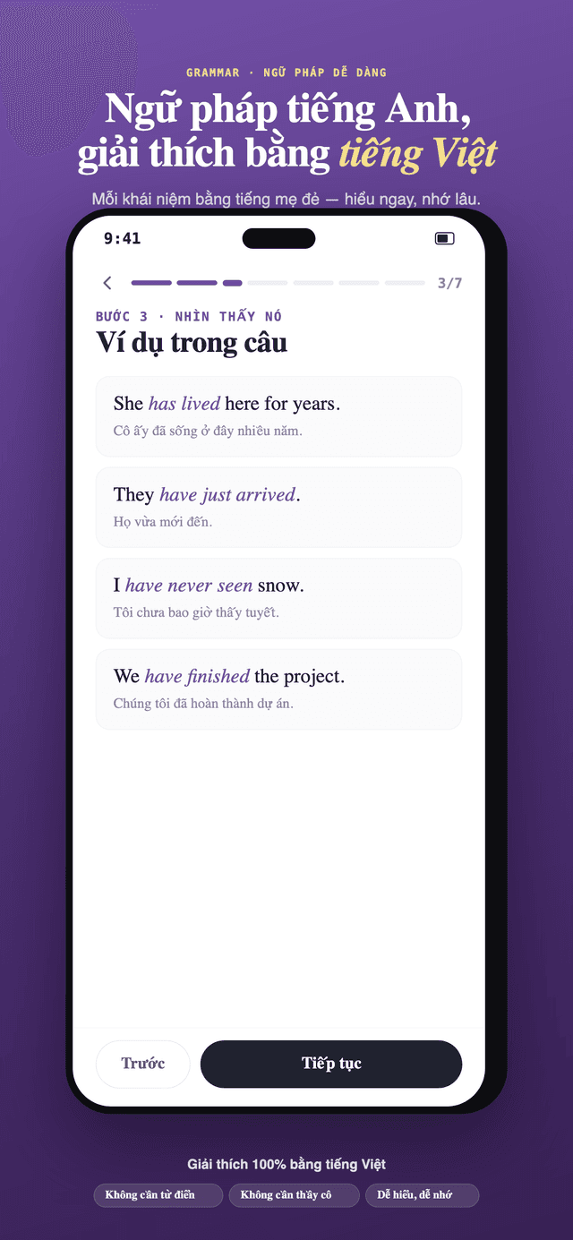 Màn hình ứng dụng GrammarPal